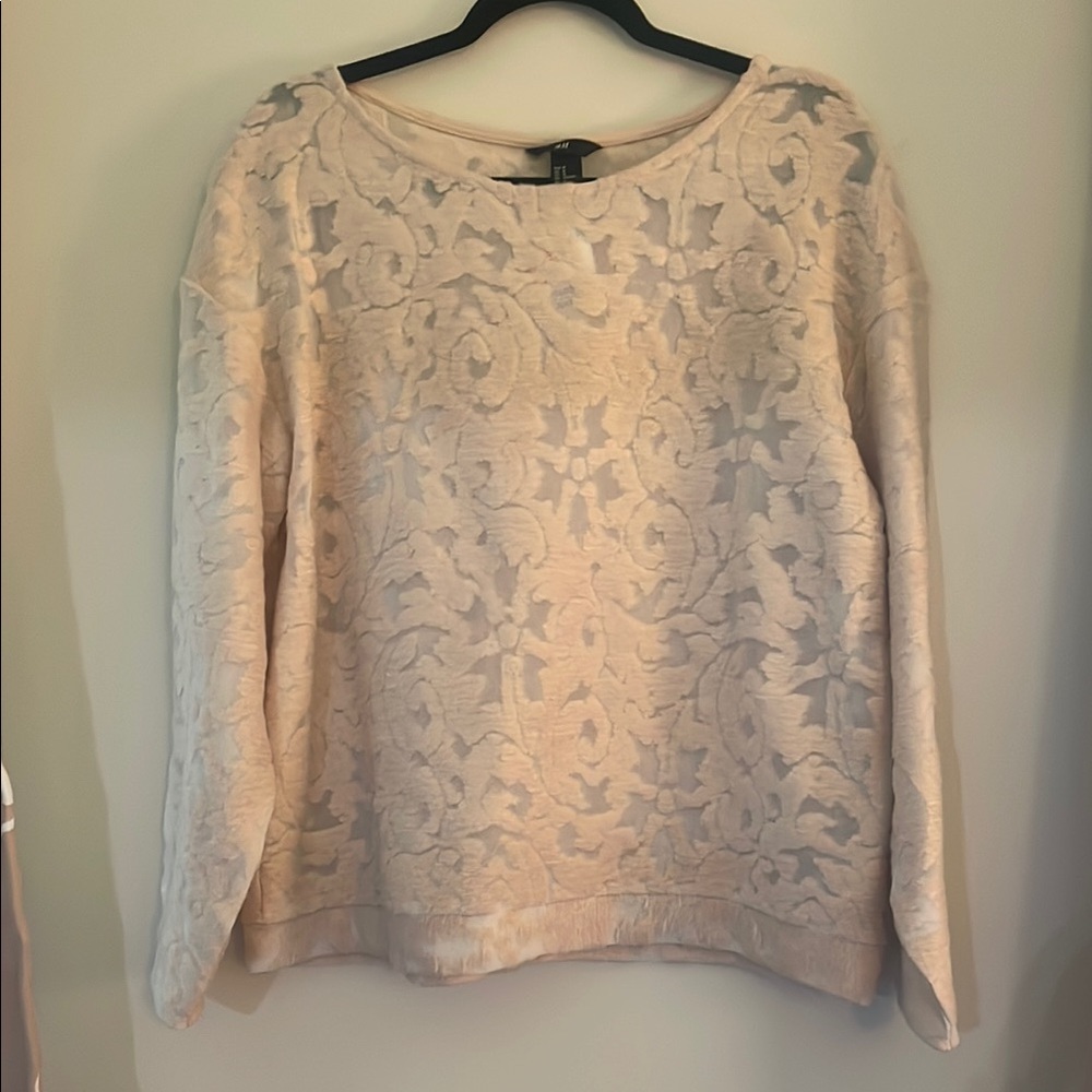 Pink Floral Sheer Sweater